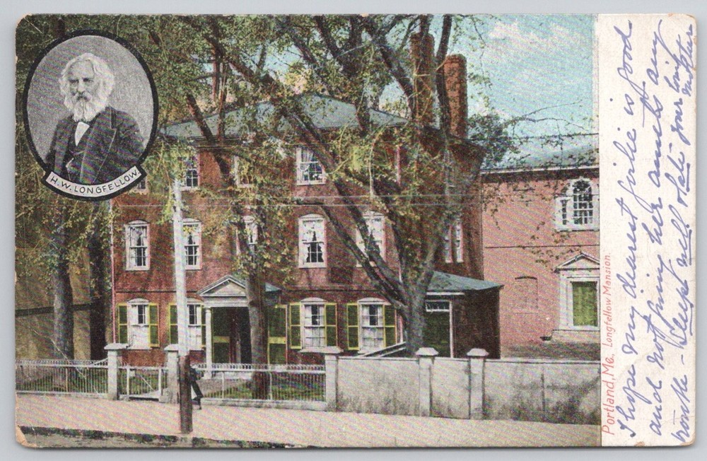 Longfellow Mansion Portland ME Postcard H.W. Longfellow Poet 1907 Posted
