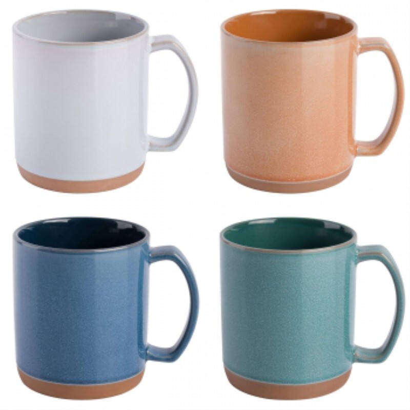 Mr. Coffee Dorsey 4 Piece 17 Ounce Stoneware Mug Set With Terracotta Base In As