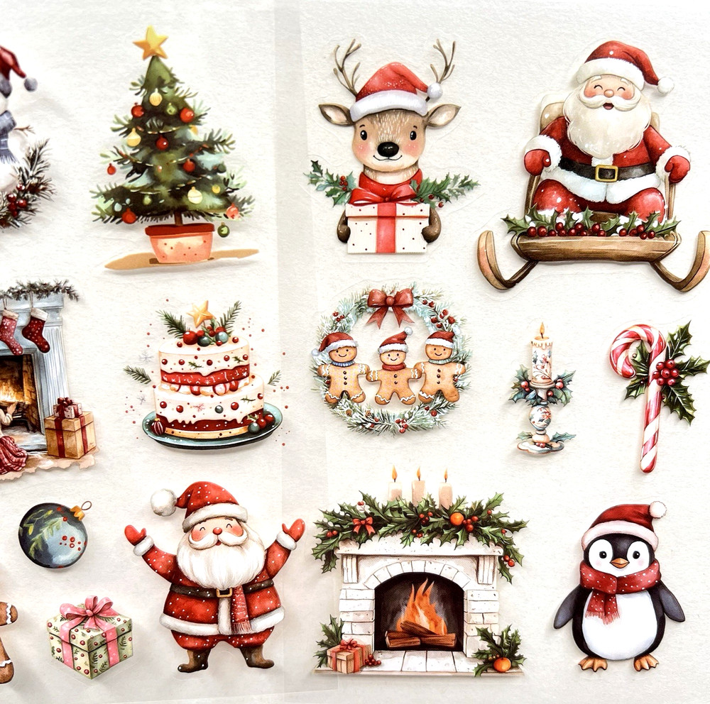Christmas Holiday Stickers 6 Sheets Junk Journal Collage Scrapbooking
