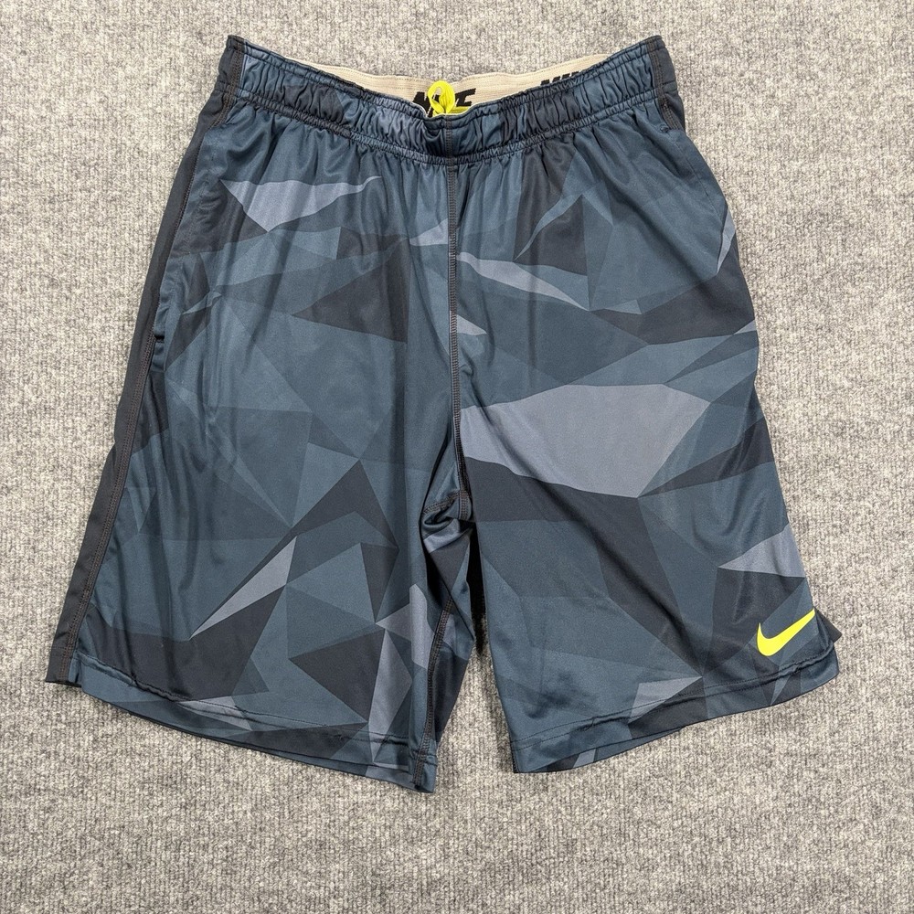 Nike Dri-Fit Men's M Blue Black Geometric Active Athletic Gym Shorts Workout