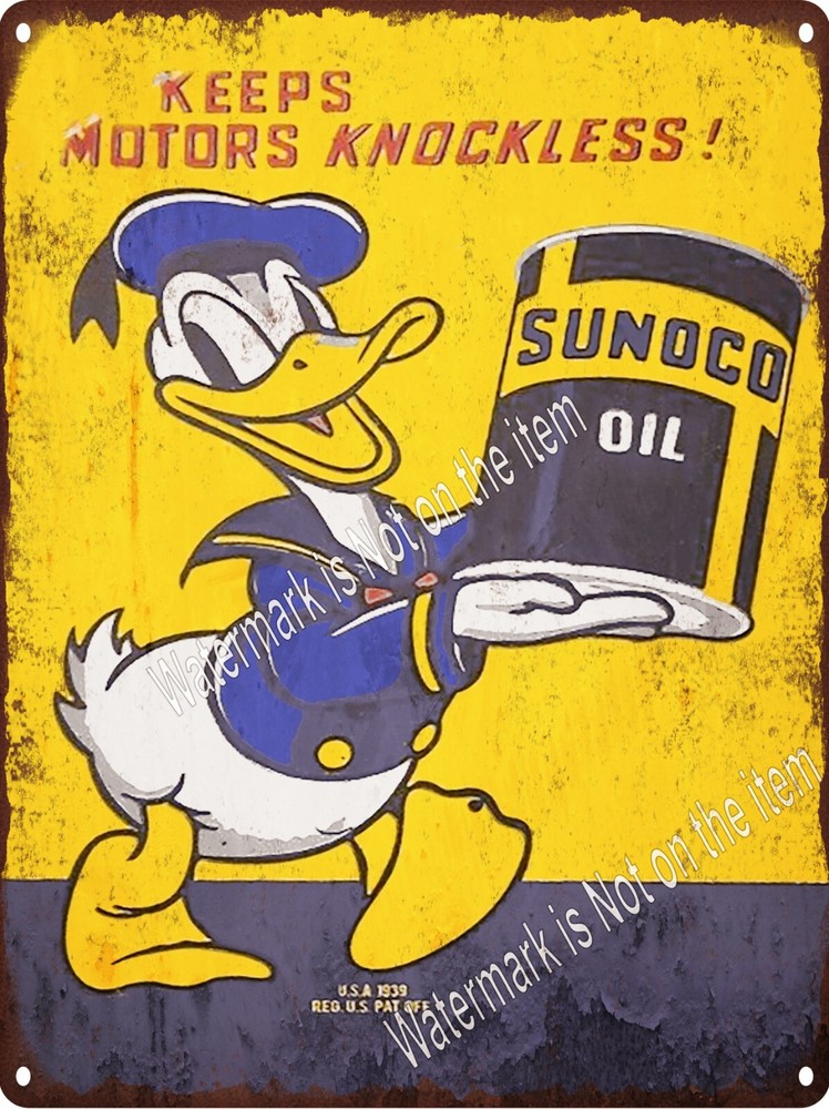 SUNOCO MOTOR OILS CAN DUCK GAS SERVICE STATION Metal Sign 6x12