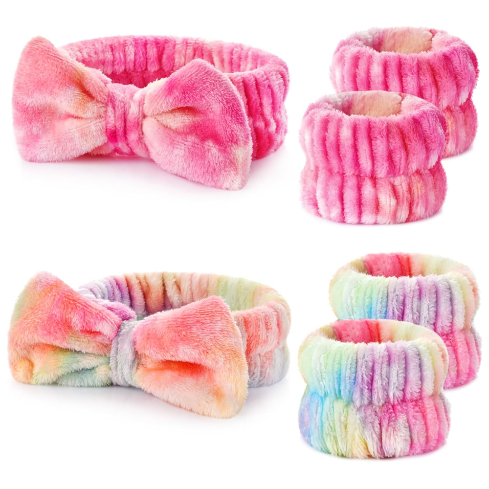 6PCS Spa Headband and Wristband Set for Face Washing, Soft Microfiber Skincare H