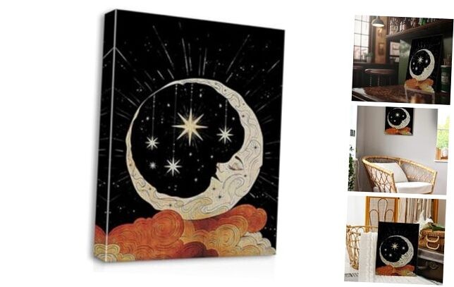 SiuSue Moon Phase Wall Art with Tarot Design for Home Decor