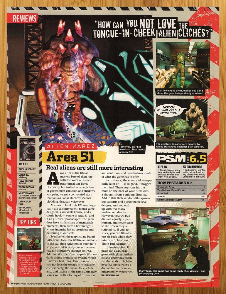 2005 Area 51 PS2 Vintage Poster Authentic Aliens Game Promo Art Ad