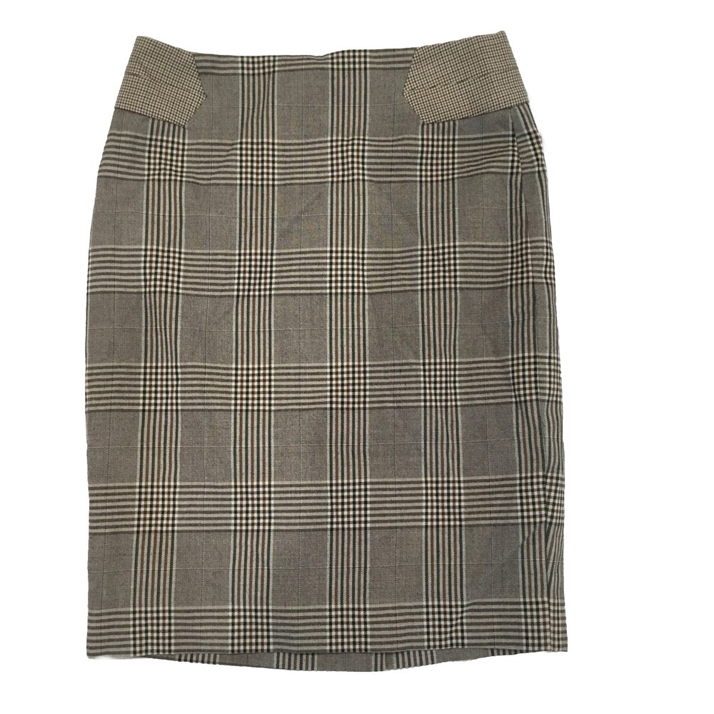 the limited Skirt  0 Grey/brown High waisted plaid pencil skirt