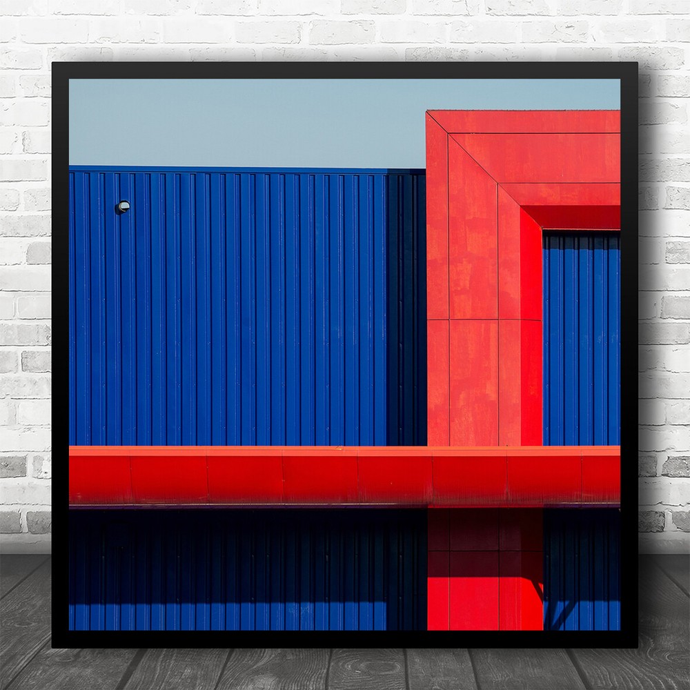 Abstract Colour Colors Colourful Red Blue Geometry Shapes Square Wall Art Print