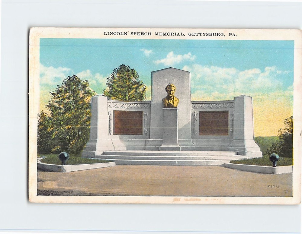 Postcard Lincoln Speech Memorial Gettysburg Pennsylvania USA