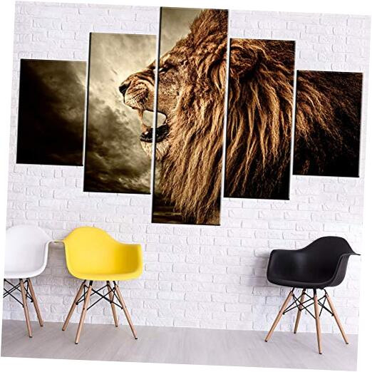 Majestic Lion Canvas Art - 60x40 Inch Wildlife Wall Decor for Living Room