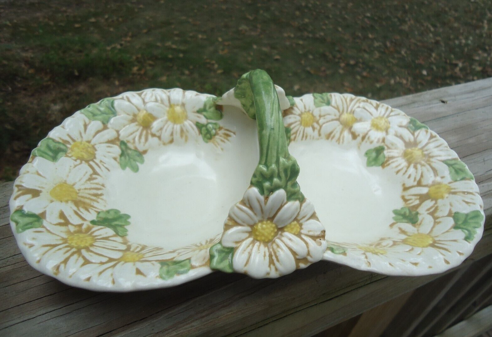 Metlox Daisy Poppytrail Basket Dish Floral Divided Relish Trinket Jewelry Decor