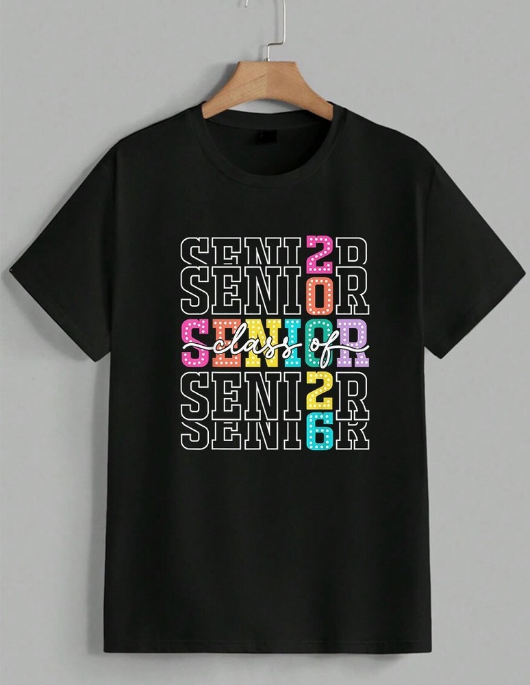 Class Of 2026 Senior T-Shirt Colorful Retro Graduation Gift School Tee Unisex