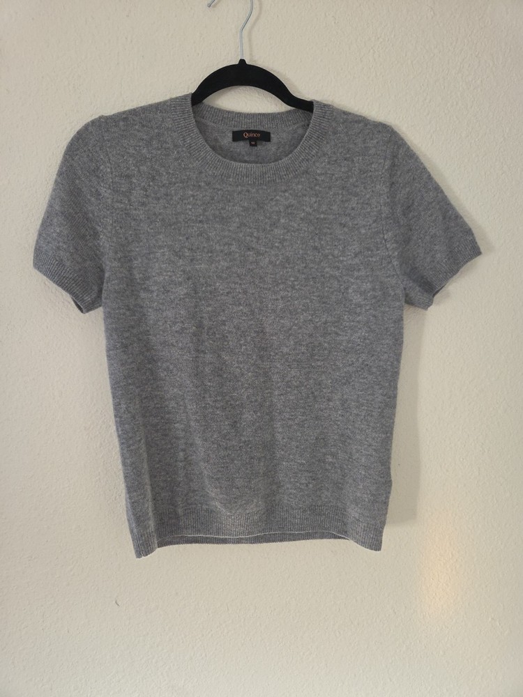 Womens Quince Mongolian Cashmere Tee Lot Of 2 Grey Whote Sz M