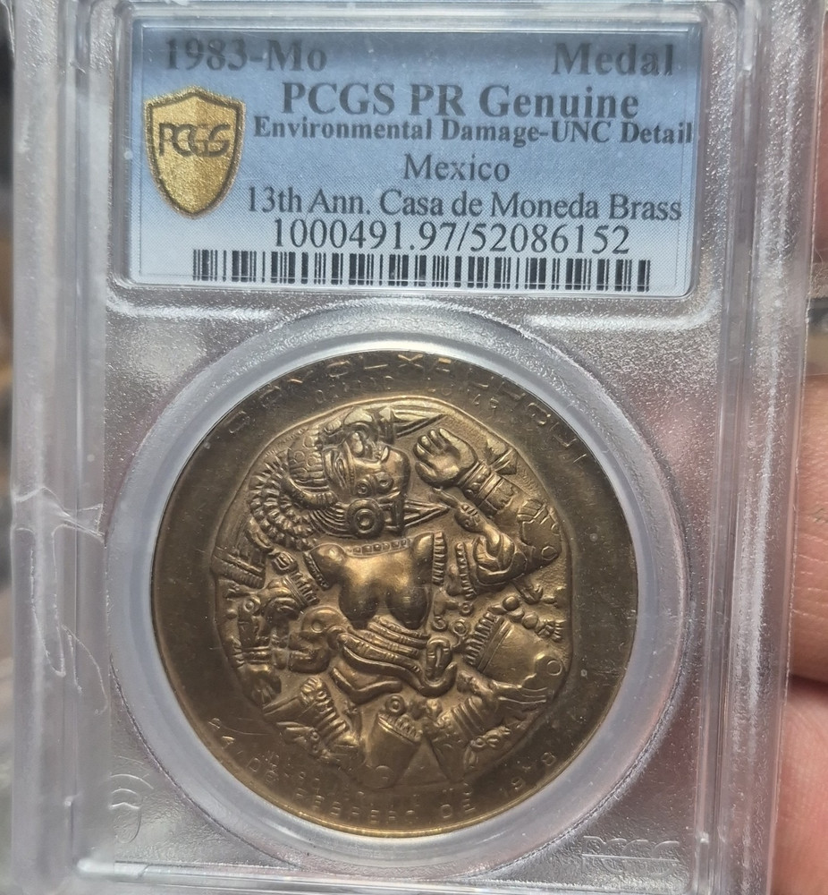mo coyolxauhqui1983 Mexico 13th Anniversary Brass legaria Medal Uncirculated