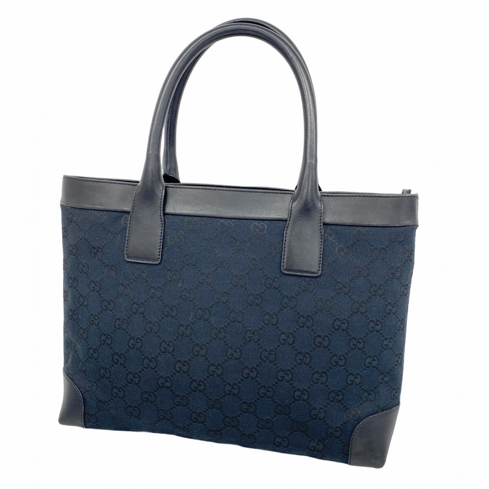 GUCCI GG Canvas Tote Bag in Black with Gold Hardware 393512