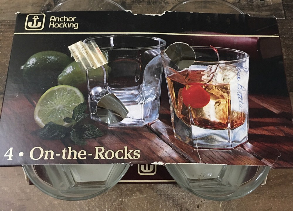 VTG Anchor Hocking Courtney On The Rocks Glasses Set Of 4 Whiskey 9.5 Oz