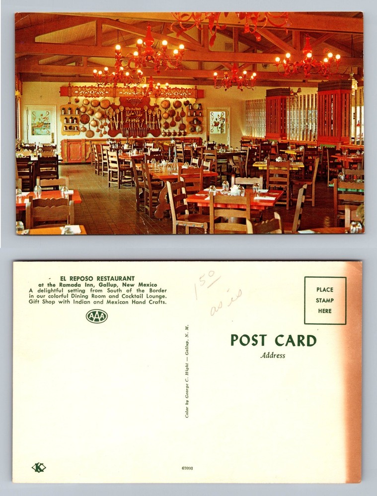 Gallup, NM-New Mexico, El Reposo Ramada Inn Dining Room Old Vintage Postcard