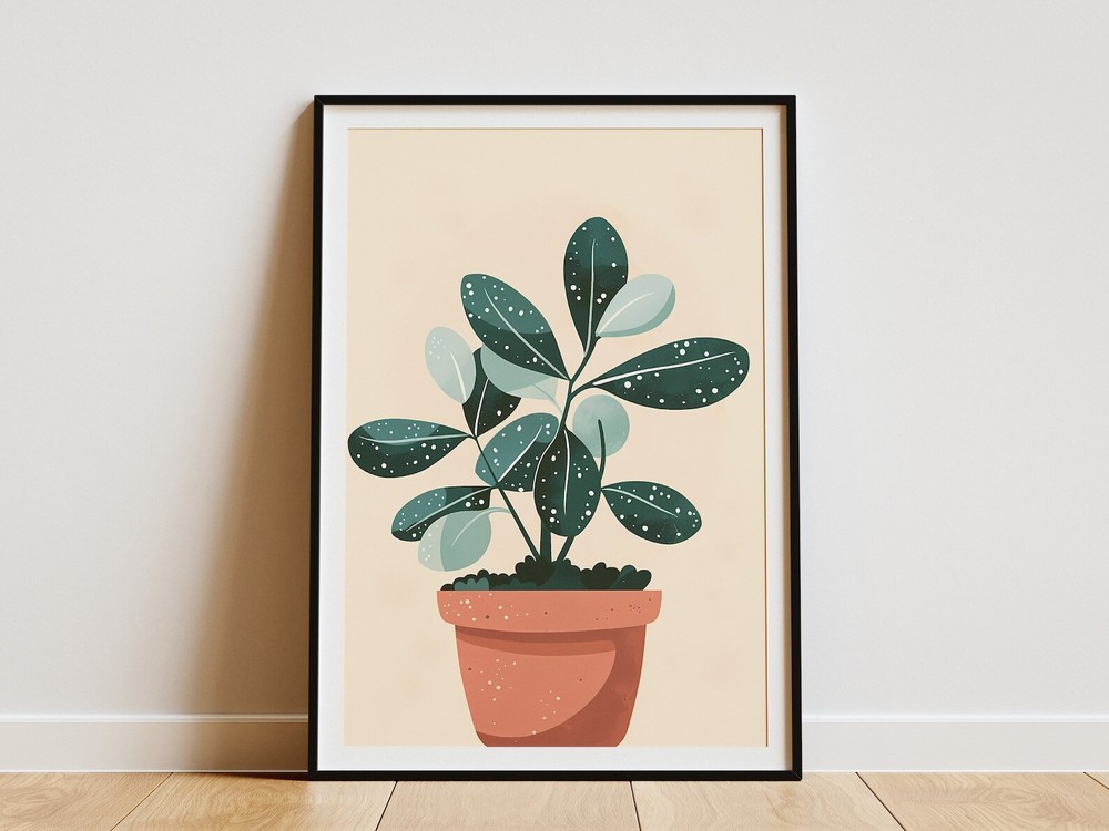 Minimalist Plant Poster Print Art Home Decor Boho Wall Art Green Plant