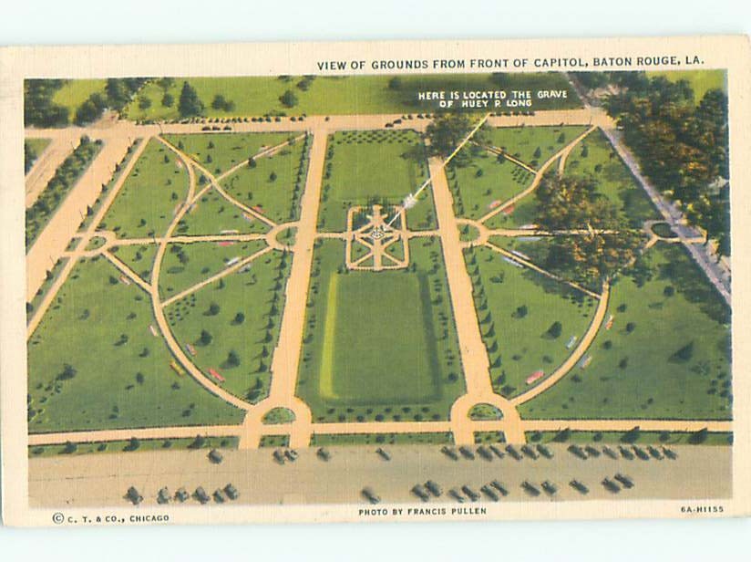 Unused Linen AERIAL VIEW OF GROUNDS AT CAPITOL Baton Rouge Louisiana LA n3530