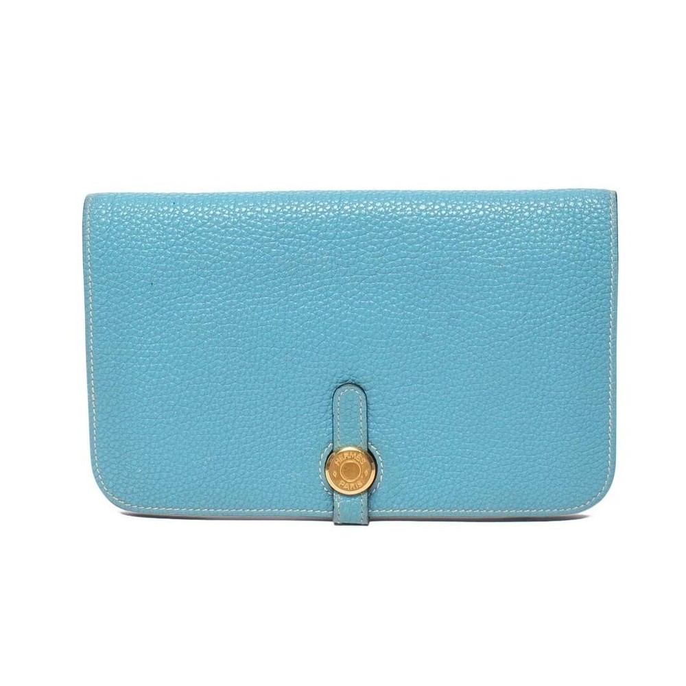 Hermes long wallet □F stamped gold hardware Dogon GM Unisex Damage details bc1d