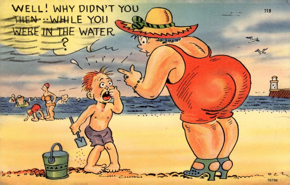 1950s Tichnor Bros Wildwood NJ Seaside Linen Humorous Comic Beach Postcard