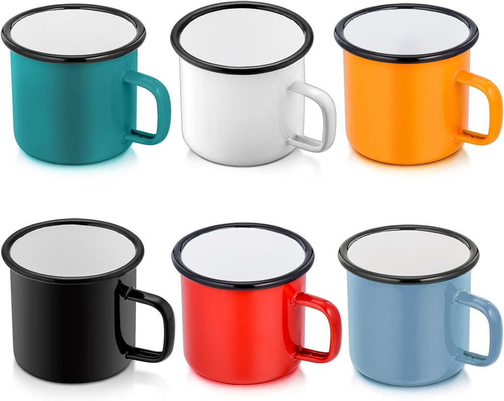 Enamel Camping Mugs Set 12Oz Coffee Camp Small Enamel Tea Cups for Indoor and Ou