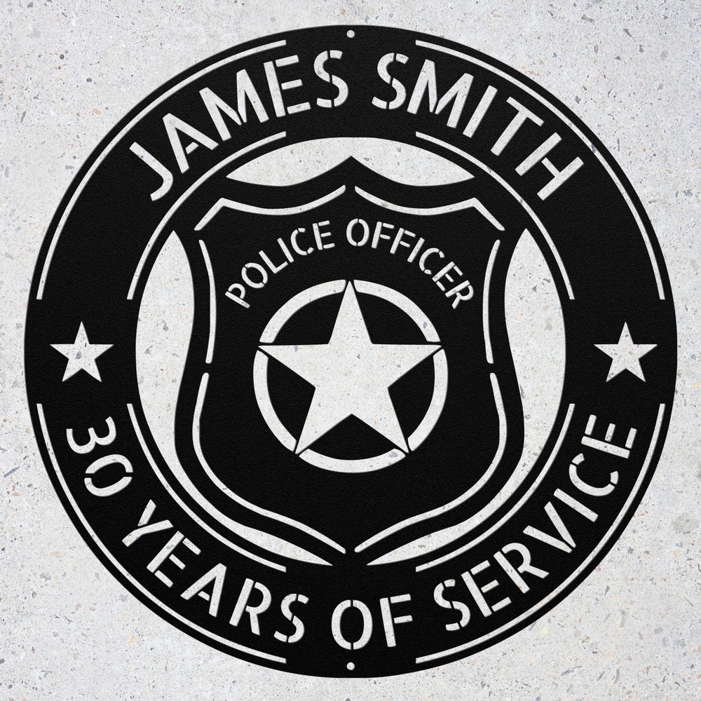 Custom Police Badge Metal Sign - Personalized Law Enforcement Gift for Home or Office