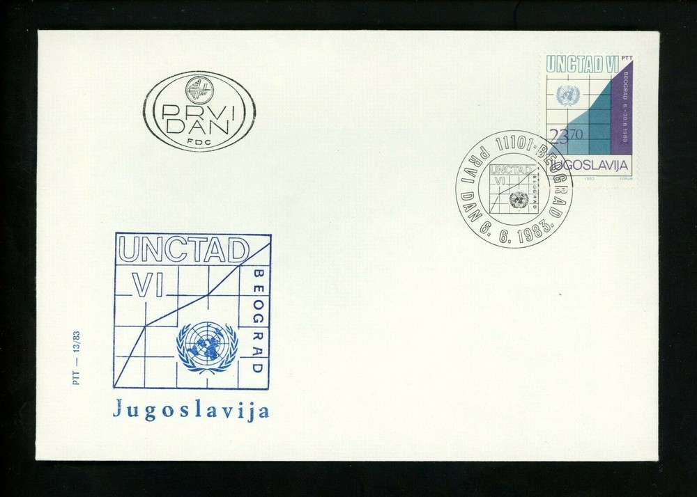 Postal History Yugoslavia FDC #1633 UN Trade development 1983