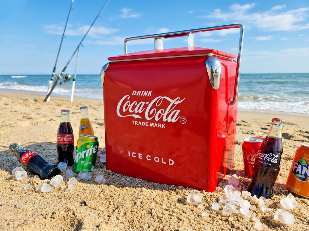 Coca-Cola 14Qt Vintage Metal Cooler Red Ice Chest Box Retro BBQ Camping Gift