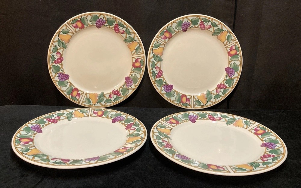 Majesticware by Sakura Trellis Fruits Dinner Plates 10 5/8” Set of 4