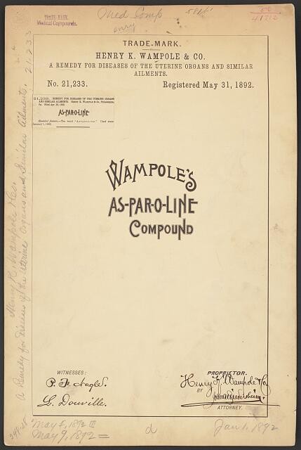 Henry K Wampole amp Co Wampoles AsParOLine Compound brand Remedy Diseases