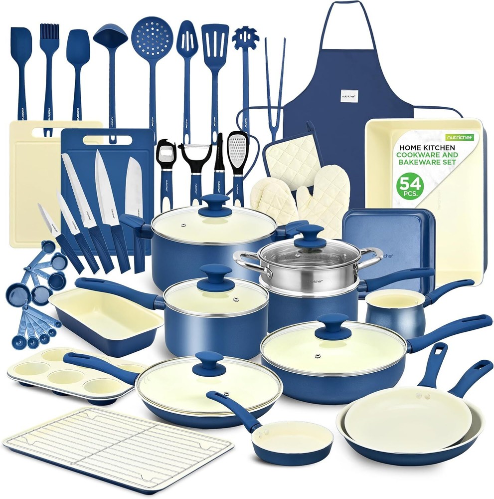 NutriChef 54 Piece Professional Grade Complete Home Kitchen Cookware Set