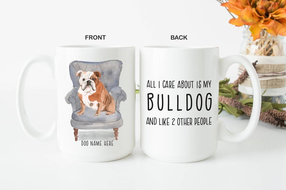 Personalized I Love My Bulldog Coffee Mug Custom Best Dog Lover Birthday Gift