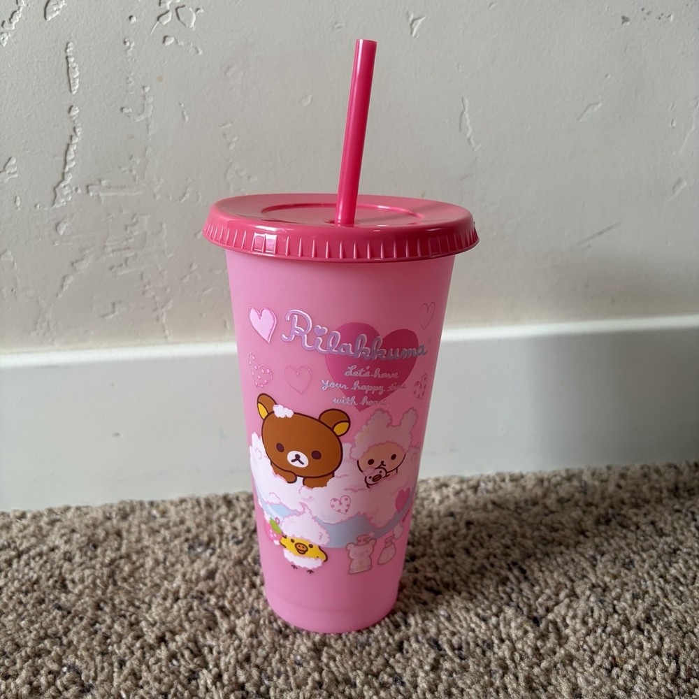 Rilakkuma Collab Round 1 Color Changing Bath Time Cup with Lid Pink