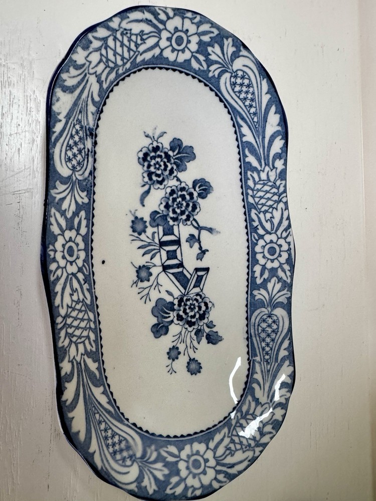 Vintage Woods Ware Wincanton Blue White Transferware Small Serving Dish England