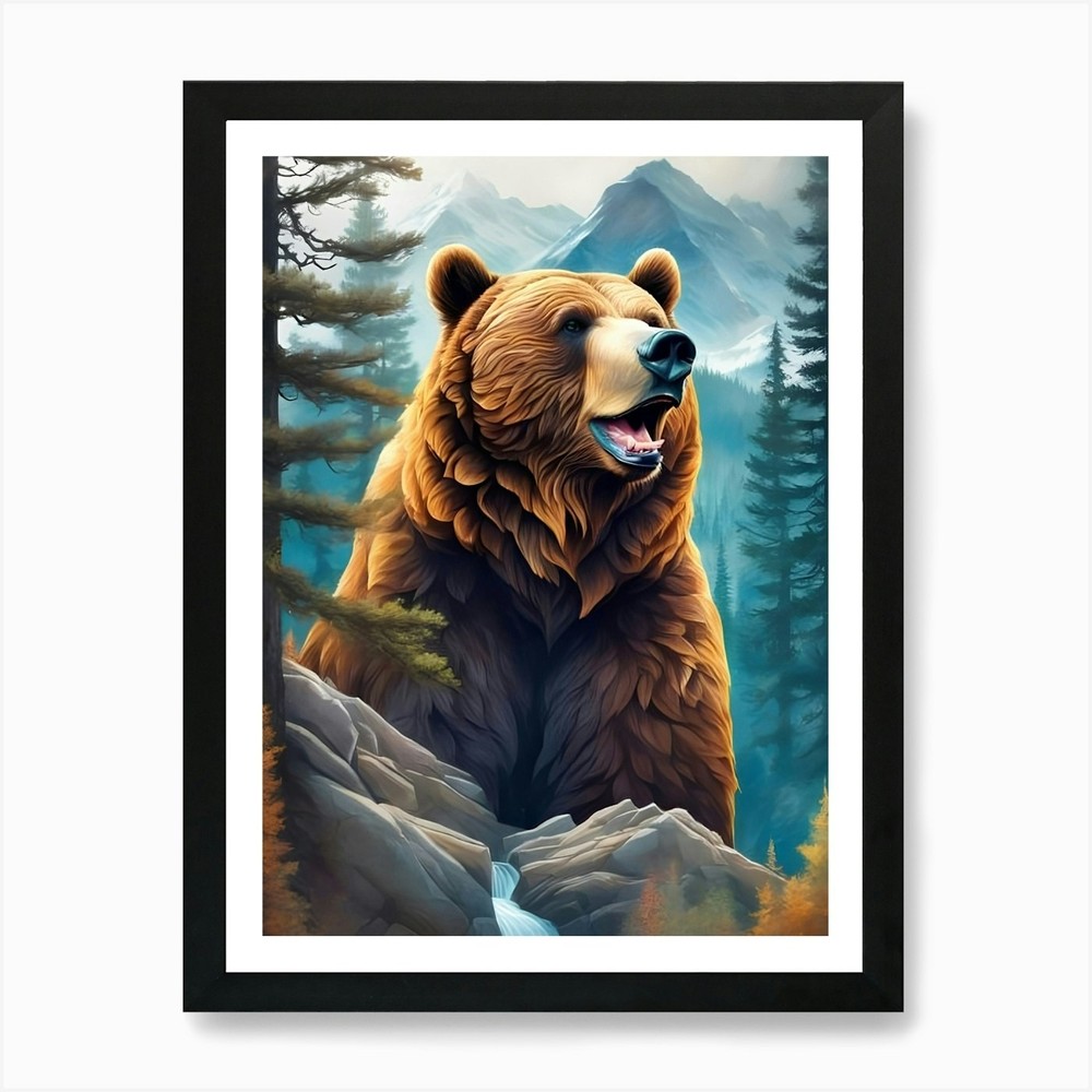 Bear In The Forest 1 Art Print Framed Wall Art Poster Canvas Print Picture