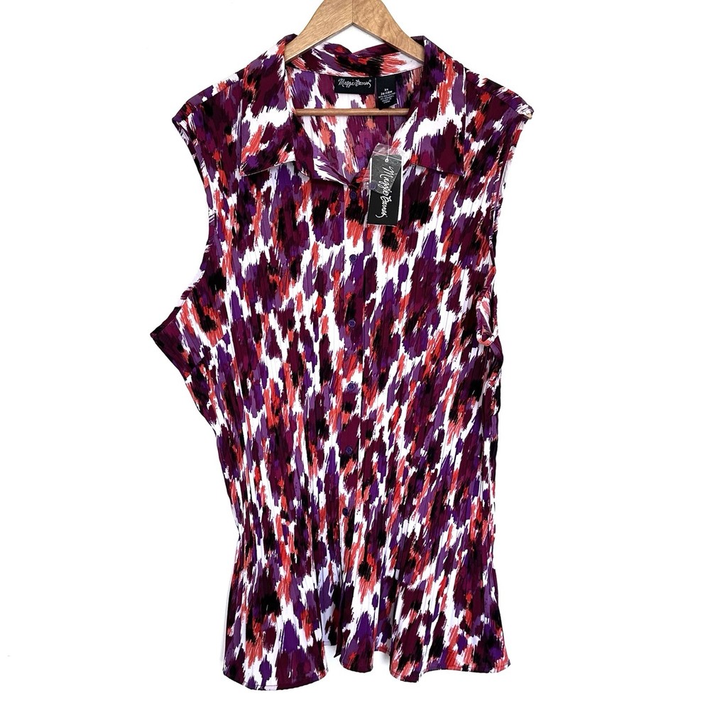 NWT Maggie Barnes Plus Shirt Women’s 3X Geometric Boho Button Down Sleeveless