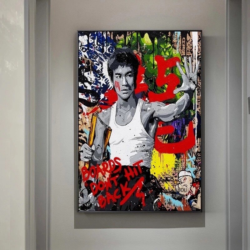 Bruce Lee  movie enter the dragon graffiti canvas Poster wall art Wall Decor
