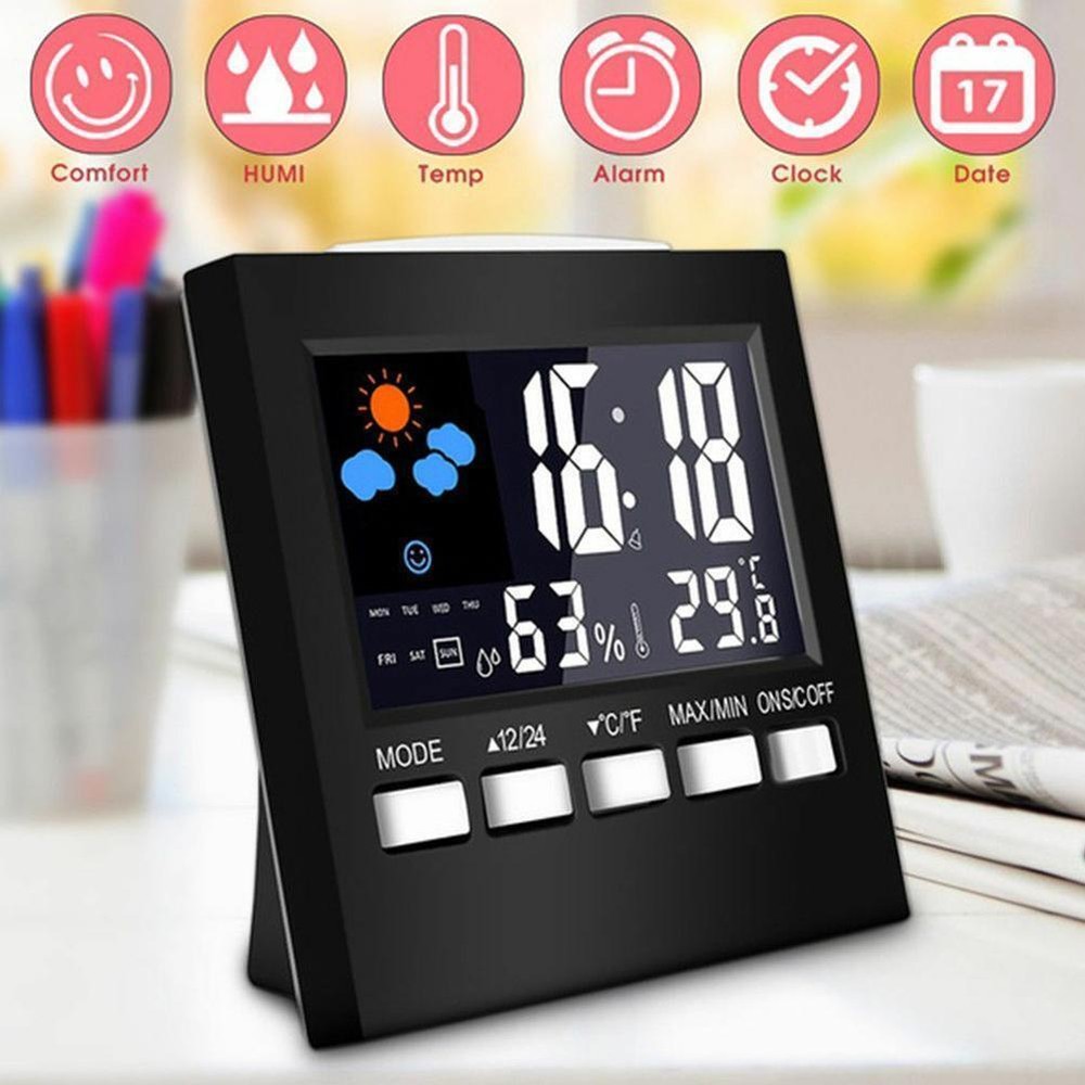 LCD Digital Thermometer Humidity Meter Hygrometer Home Y9M9 Clock Tool X1O2 к зэ