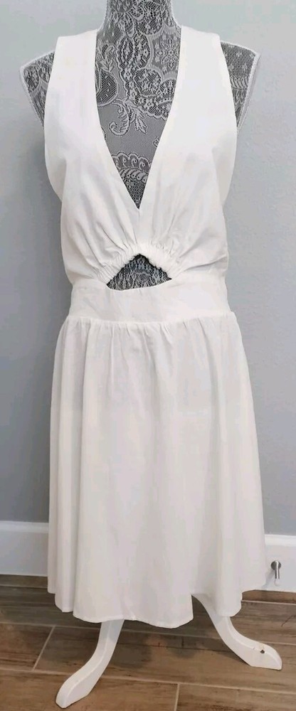 Unbranded Womens White Xl Haulter Dress Open Back Knee-length  Bride Spring