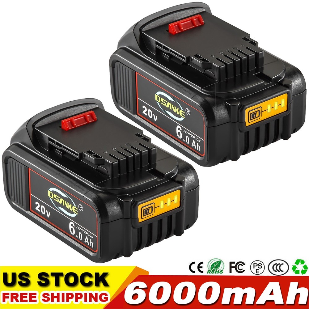 2X For DeWalt 20V 20 Volt Max XR 6.0AH Lithium Ion Battery Pack DCB206 DCB205-2
