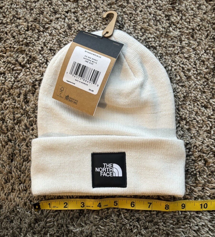 The North Face Big Box Logo Cuffed Beanie Unisex One Size White