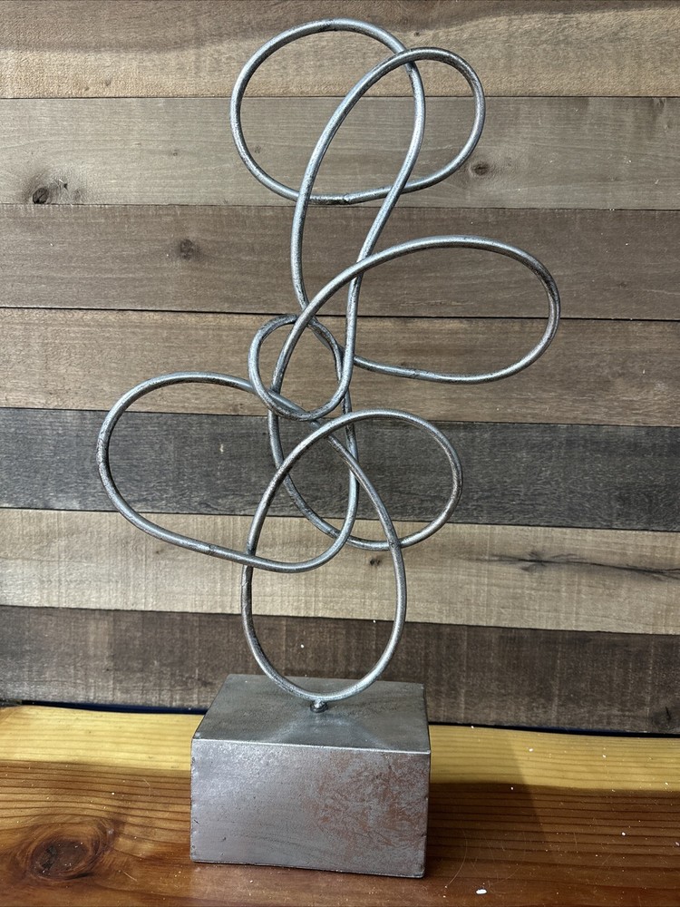 23-Inch Abstract Swirl Metal Sculpture Elegant Artistic Design-image