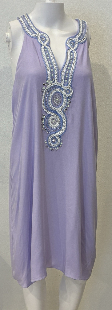 Lilly Pulitzer Valli Shift Dress Size L Lilac Beaded Neckline Feminine Resort