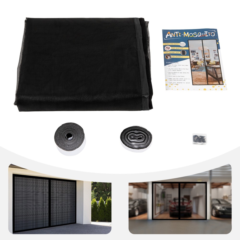 10 X 8 ft Magnetic Garage Door Screen Fiberglass Insects Bugs Mesh Net Handsfree