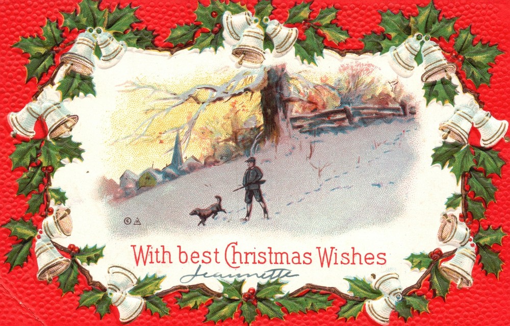 With Best Christmas Wishes Holiday Yuletide Season Vintage Postcard 1911