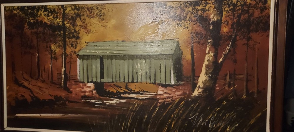 RARE VINTAGE ART! Lee Reynolds Van Gaard (Original Mid-century) Covered Bridge