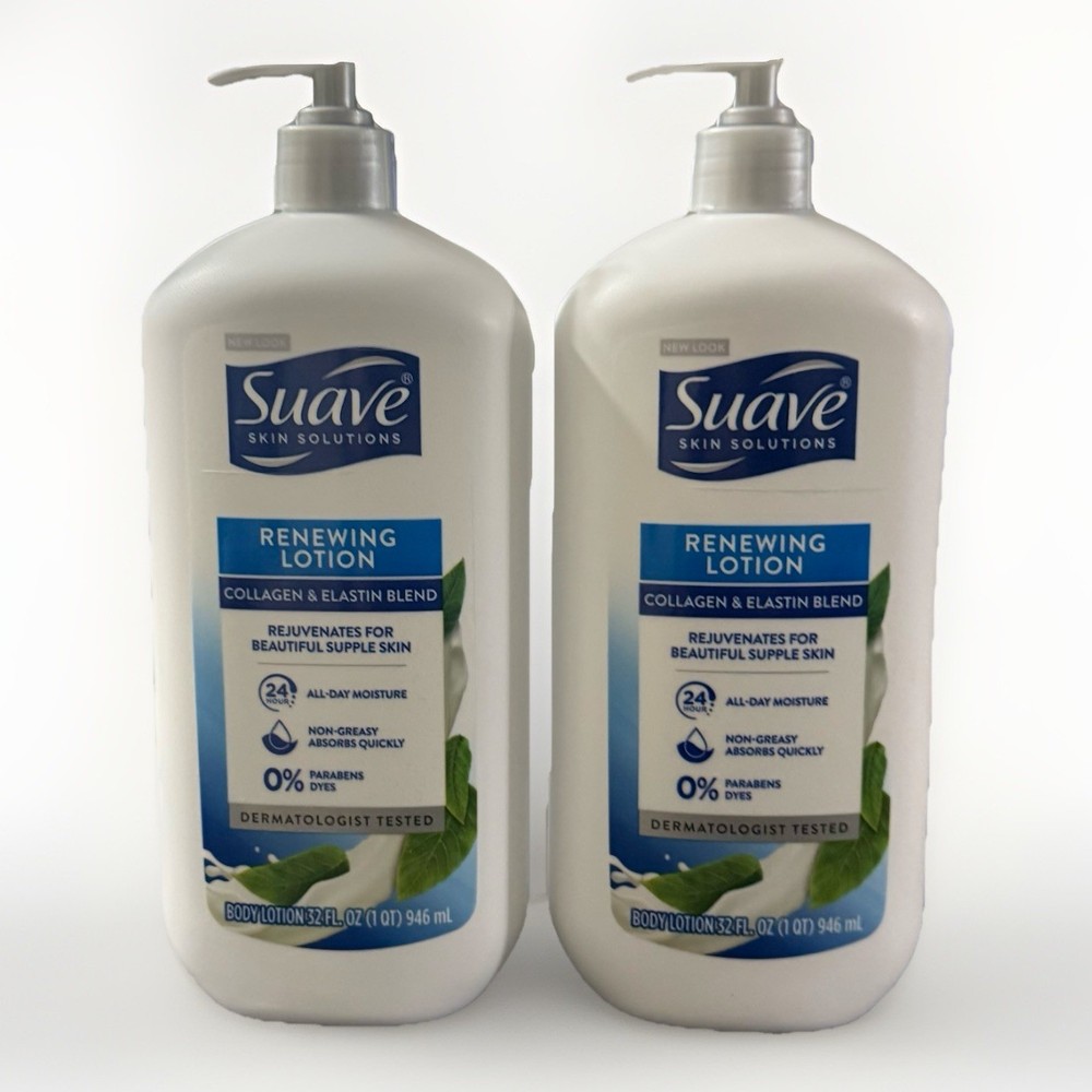 Suave Renewing Body Lotion with Natural Collagen & Elastin, 32 Oz, 2-Pack