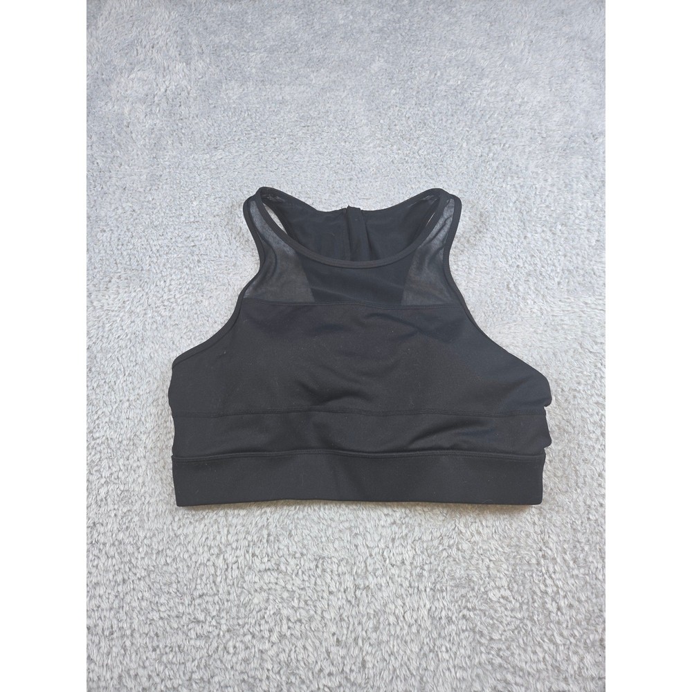 Zyia Active Sports Bra XL Black Womens High Neck Mesh Back Zip Workout Top