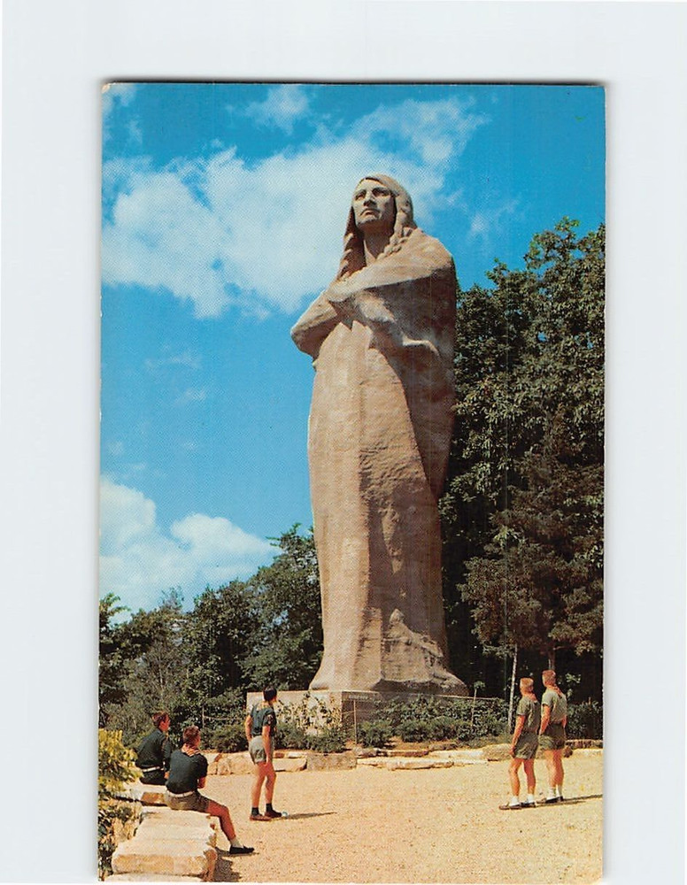 Postcard Black Hawk Statue At Eagle's Nest Bluff  In Lowden State Park Illinois