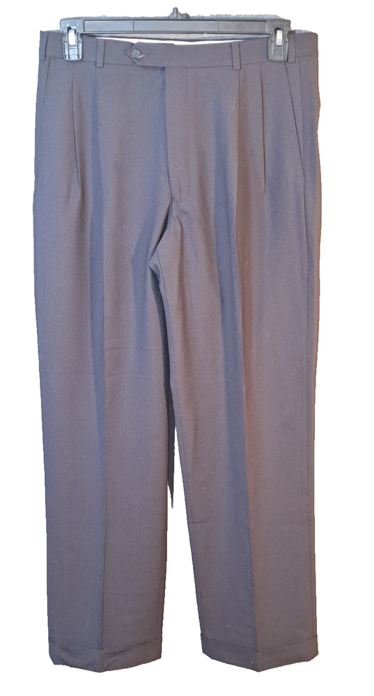 Brooks Brothers 34x32 Gray 346 Pleated Cuffed Stretch Wool Mens Dress Pants