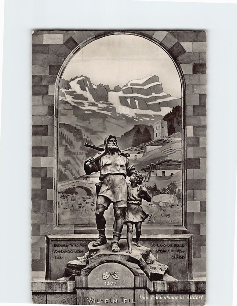 Postcard Monument of Wilhelm Tell Altdorf Switzerland